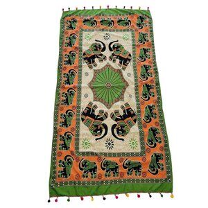 NWT Colorful Wrap Scarf Elephant Made In India Colorful Fringe‎ With Pocket NEW